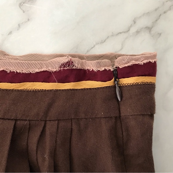 Anthropologie Viola Brown Dusty Pink Floral A-Line Skirt Size 4 - Picture 6 of 9